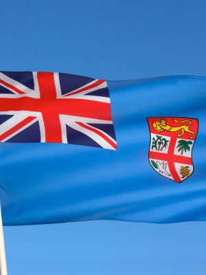 Republic of Fiji - The current flag of Fiji was adopted on 10 October 1970. The state arms have been slightly modified but the flag has remained almost the same as during the British colonial period.